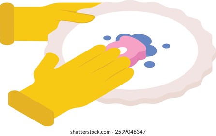 lavar los platos concepto isométrico, lavar los platos o lavar el diseño de iconos de Vector, símbolo de limpieza, letrero de limpieza del hogar, Ilustración de stock de limpieza y saneamiento