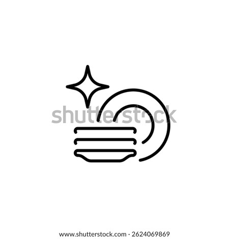 Washing dishes linear icon. Line customizable illustration. Contour symbol. Vector isolated outline drawing. Editable stroke