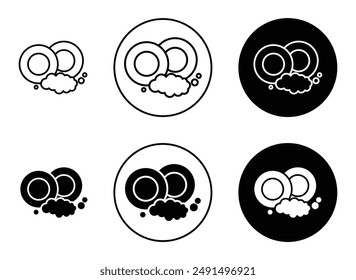 Washing dishes liner icon set
