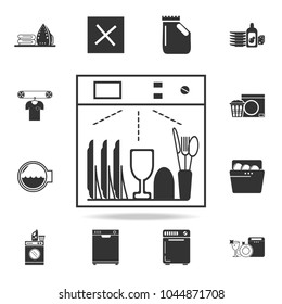 washing dishes in the typewriter icon. Detailed set of laundry icons. Premium quality graphic design. One of the collection icons for websites, web design, mobile app on white background