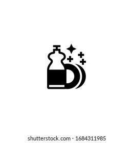 Washing dishes vector icon in black solid flat design icon isolated on white background