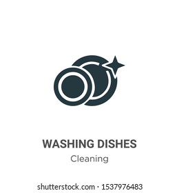 Washing dishes vector icon on white background. Flat vector washing dishes icon symbol sign from modern cleaning collection for mobile concept and web apps design.