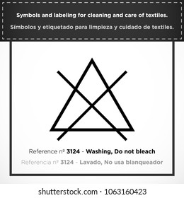  Washing, Do not bleach. PICTORIAL symbols and labeling for cleaning and care of textiles.
(ISO) - Set icons clothes - Vectorized graphic symbols for laundry