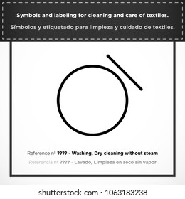 Washing, Dry cleaning without steam. PICTORIAL symbols and labeling for cleaning and care of textiles.
(ISO) - Set icons clothes - Vectorized graphic symbols for laundry