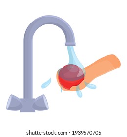 Washing fruit icon. Cartoon of washing fruit vector icon for web design isolated on white background