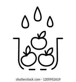 Washing fruit icon. Line art style. Vector illustration isolated on white background. Cooking concept