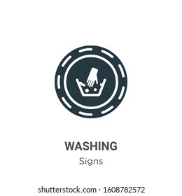 Washing glyph icon vector on white background. Flat vector washing icon symbol sign from modern signs collection for mobile concept and web apps design.