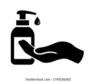 Washing hand with alcohol sanitizer liquid soap for prevent coronavirus flat icon vector.