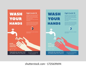 Washing Hand Campaign Covid-19 Poster Template