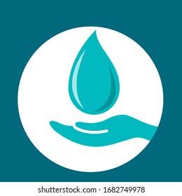 Washing hand, cleaning, Anti Bacteria, Health care in white circle on blue, green background, vector illustration, isolated