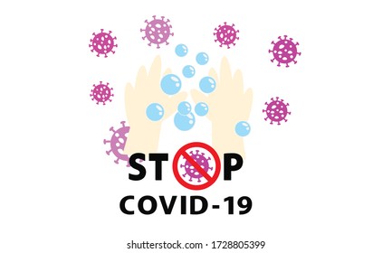 Washing hand  for coronavirus prevention,COVID-19 prevention,Vector illustration.