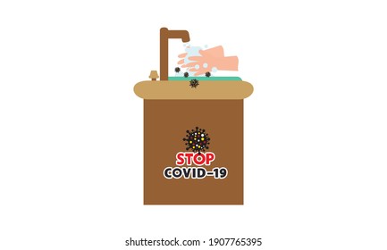 Washing hand  for coronavirus prevention,COVID-19 prevention,Vector illustration.