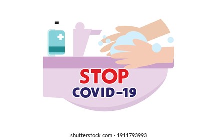 Washing hand for coronavirus prevention,COVID-19 prevention,Vector illustration.