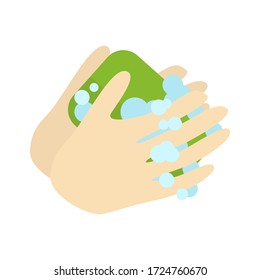 Washing hand flat icon. Colorful illustration of washing hand. Vector.