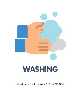 Ilustración de diseño de estilo de icono plano de mano de lavado en eps de fondo blanco.10