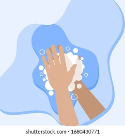 Washing hand with foam vector Illustration for template design