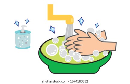 Washing hand for health protection from Covid-19, Washing hands to prevent infection ,Hygiene concept.