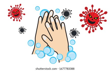 Washing hand for health protection from Covid-19, Washing hands to prevent infection ,Hygiene concept.