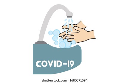 Washing hand for health protection from Covid-19, Washing hands to prevent infection ,Hygiene concept.