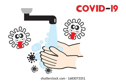 Washing hand for health protection from Covid-19, Washing hands to prevent infection ,Hygiene concept.