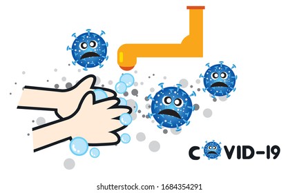 Washing hand for health protection from Covid-19, Washing hands to prevent infection ,Hygiene concept.