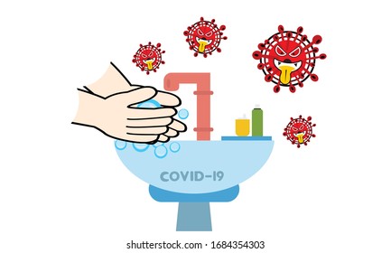 Washing hand for health protection from Covid-19, Washing hands to prevent infection ,Hygiene concept.