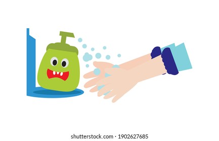 Washing hand for health protection from Covid-19, Washing hands to prevent infection ,Hygiene concept.