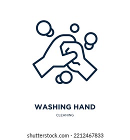 washing hand icon from cleaning collection. Thin linear washing hand, hygiene, medical outline icon isolated on white background. Line vector washing hand sign, symbol for web and mobile