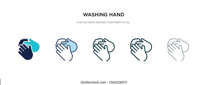 washing hand icon in different style vector illustration. two colored and black washing hand vector icons designed in filled, outline, line and stroke style can be used for web, mobile, ui