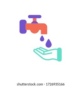 washing hand icon flat design vector illustration. isolated on white background