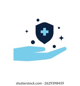 Washing hand icon flat style. How to wash your hand icon