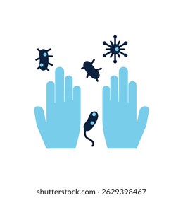 Estilo plano del icono de la mano de lavado. Cómo lavar el icono de la mano
