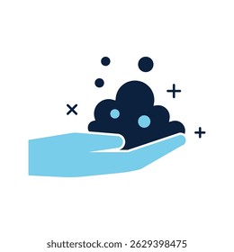Estilo plano del icono de la mano de lavado. Cómo lavar el icono de la mano