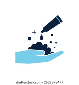 Washing hand icon flat style. How to wash your hand icon