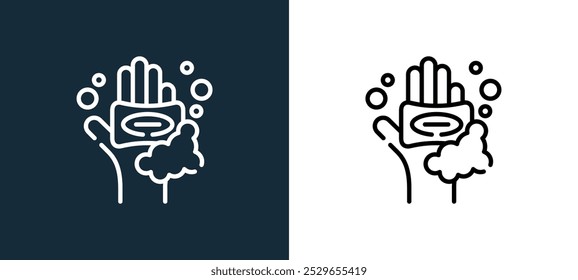 washing hand icon isolated on white and black colors. washing hand outline linear vector icon from global handwashing day collection for mobile apps, web and ui.
