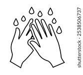 Washing Hand Icon In Outline Style