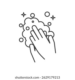 Washing hand icon outline style. Hygiene icon for company