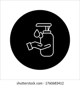 Washing hand icon with sanitizer liquid soap on background. color editable.