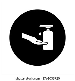Washing hand icon with sanitizer liquid soap on background. color editable.