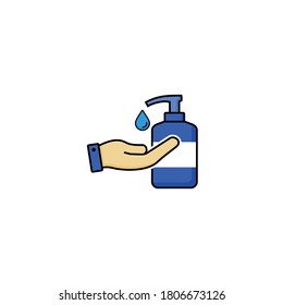 Washing hand icon, Hand Soap sanitizer Flat design
