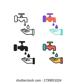 washing hand icon vector with different style design. isolated on white background