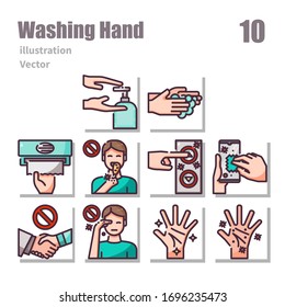 Washing hand icons set, color symbol, vector and illustration set 2