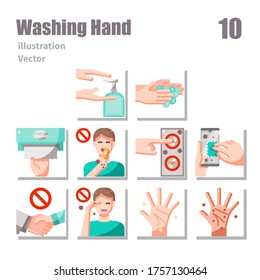 Washing hand icons set, Flat symbol, vector and illustration set 2