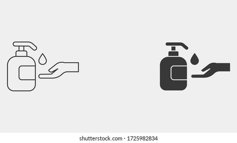 Washing hand outline and filled vector icon sign symbol