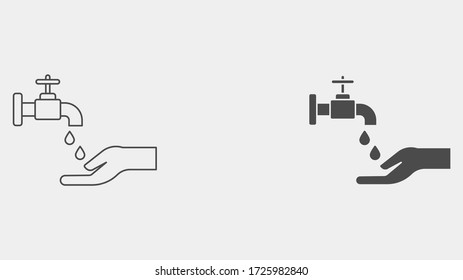 Símbolo del símbolo del icono del vector relleno y contorno de la mano de lavado