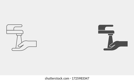 Washing hand outline and filled vector icon sign symbol