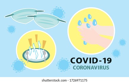 Washing hand and protective face mask against corona virus,Covid-19.