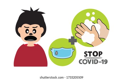 
Washing hand and protective face mask against corona virus,Covid-19.