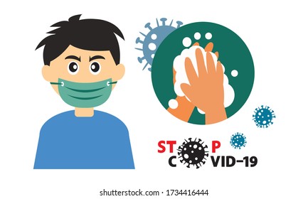 
Washing hand and protective face mask against corona virus,Covid-19.