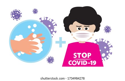 
Washing hand and protective face mask against corona virus,Covid-19.